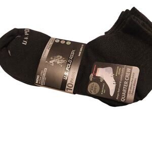 U.S. Polo Assn Ultra Lites Quarter Crew Socks, 10-pack black, New Package